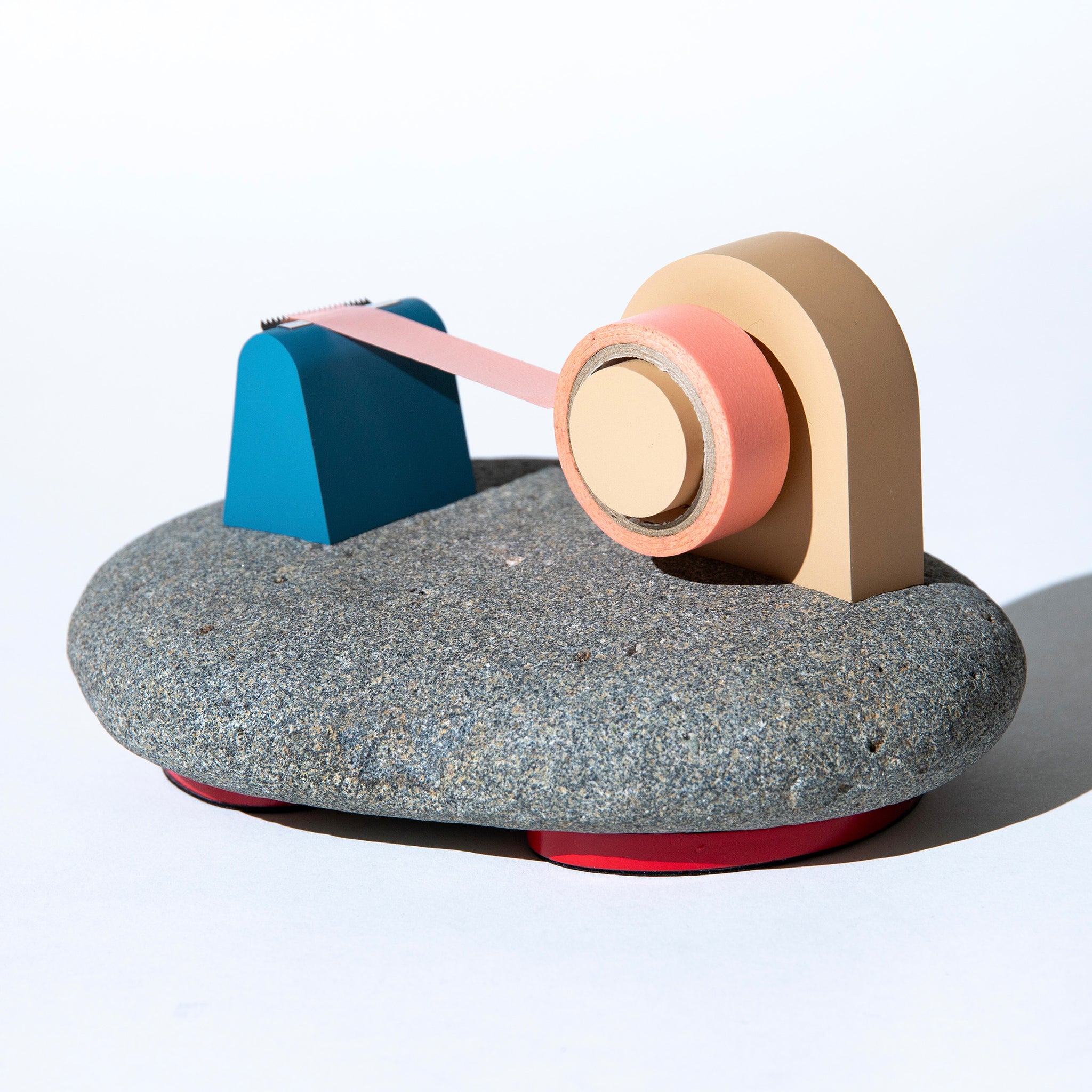 Tape Dispenser On Flat Round Stone | 3D Printed Japanese Craft